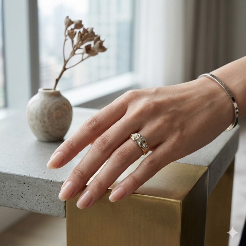 Old CELINE Vintage 18K金 PT900鉑金 白金 天然鑽石戒指 鑽戒-1