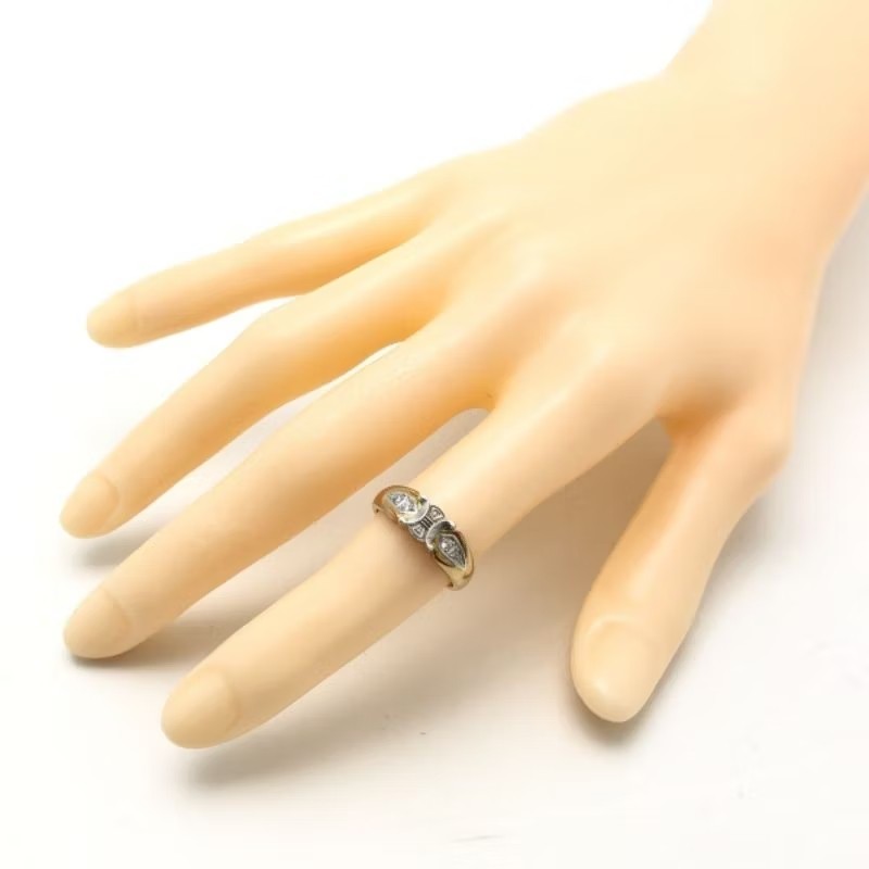 Old CELINE Vintage 18K金 PT900鉑金 白金 天然鑽石戒指 鑽戒-3