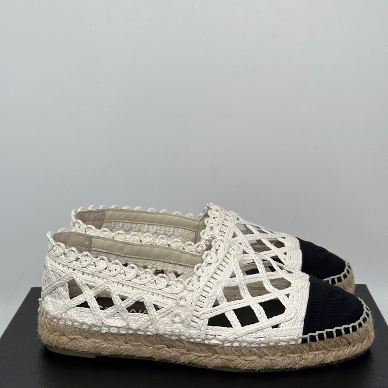 98新 香奈兒Chanel 草編➕皮革夏日單鞋 36-1