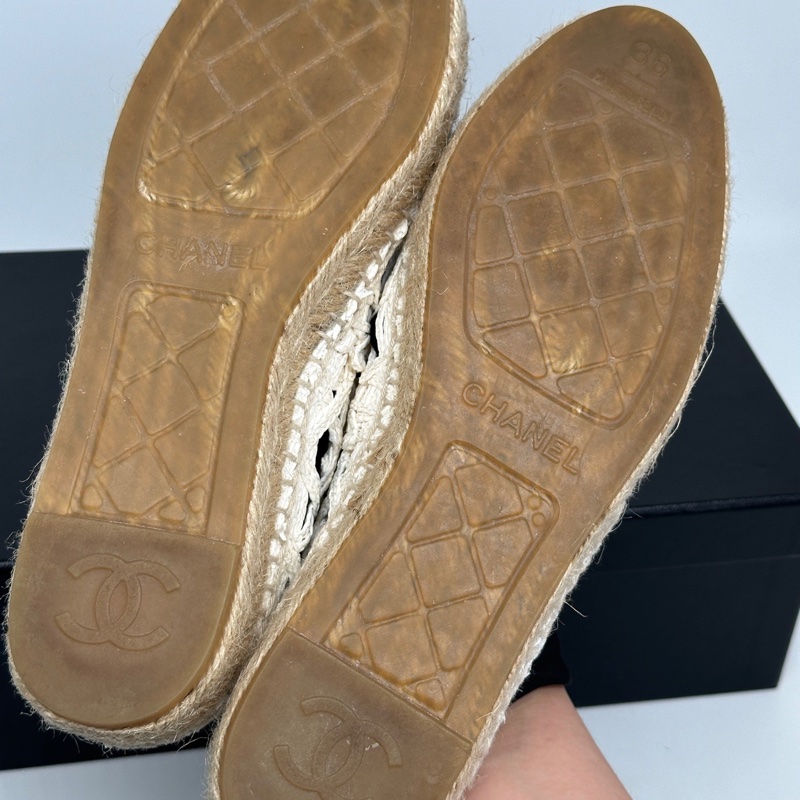 98新 香奈兒Chanel 草編➕皮革夏日單鞋 36-5