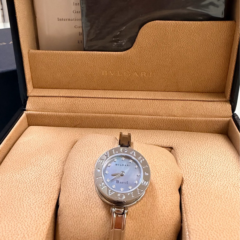 真品 BVLGARI 寶格麗 B.zero1 系列 BZ 22 S女士珍珠母貝手鐲原鑲真鑽錶-23