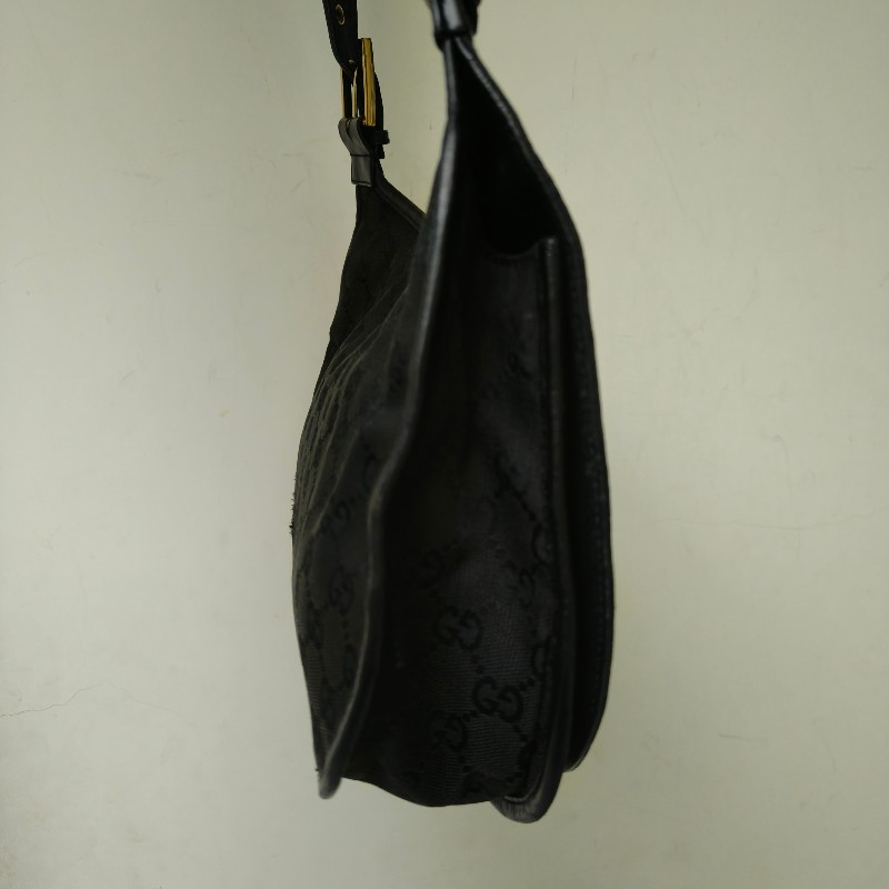🫅女神購物節狂降(原$7800)‼️只到3/15⏰㊣✨GUCCI✨(附防塵袋)古馳 GG 黑色 滿版 帆布 皮革 老花 馬鞍包 腋下包 肩背包/二手包/保證正品🌳二手樹屋🌳-5