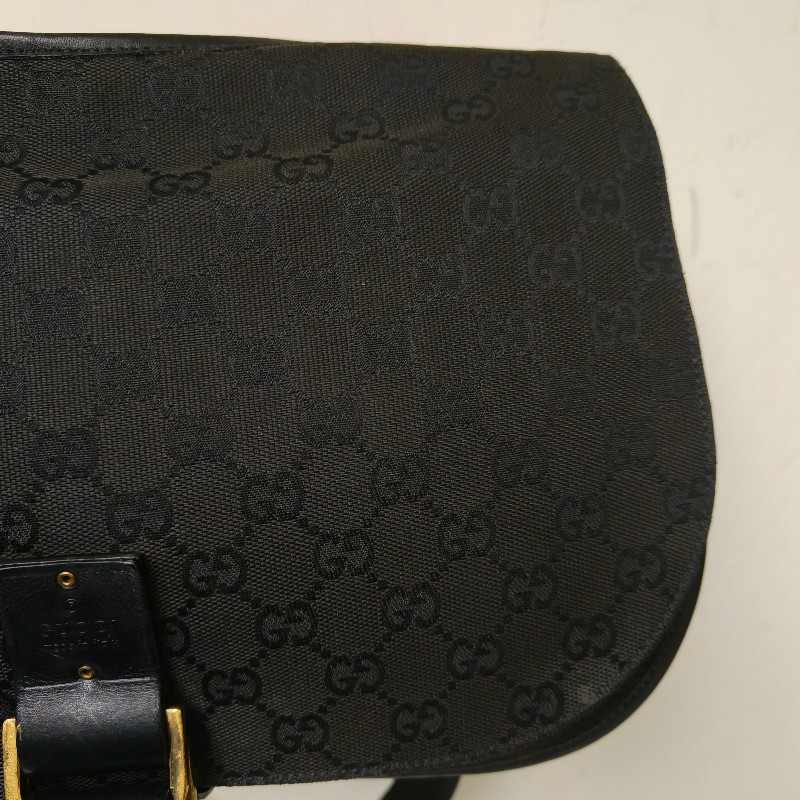 🫅女神購物節狂降(原$7800)‼️只到3/15⏰㊣✨GUCCI✨(附防塵袋)古馳 GG 黑色 滿版 帆布 皮革 老花 馬鞍包 腋下包 肩背包/二手包/保證正品🌳二手樹屋🌳-20