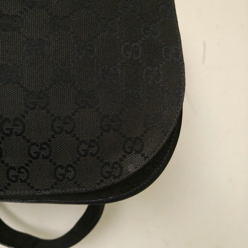 🫅女神購物節狂降(原$7800)‼️只到3/15⏰㊣✨GUCCI✨(附防塵袋)古馳 GG 黑色 滿版 帆布 皮革 老花 馬鞍包 腋下包 肩背包/二手包/保證正品🌳二手樹屋🌳-21