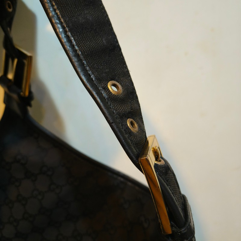 🫅女神購物節狂降(原$7800)‼️只到3/15⏰㊣✨GUCCI✨(附防塵袋)古馳 GG 黑色 滿版 帆布 皮革 老花 馬鞍包 腋下包 肩背包/二手包/保證正品🌳二手樹屋🌳-38