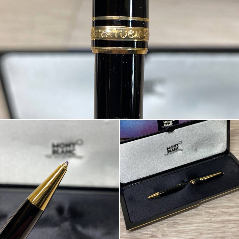 真品MONTBLANC 萬寶龍 Meisterstück 大師傑作(大班)鍍黃金經典原子筆-11
