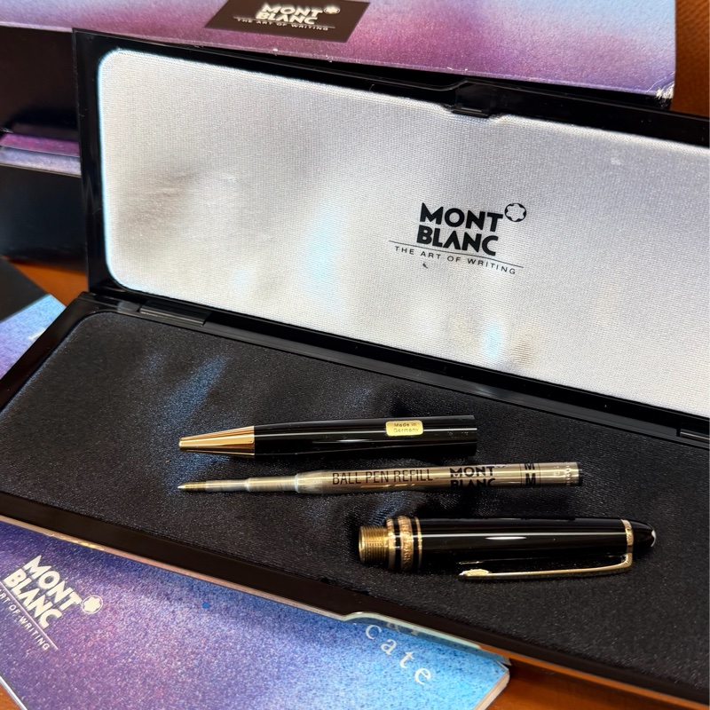 真品MONTBLANC 萬寶龍 Meisterstück 大師傑作（大班）鍍黃金經典原子筆 附盒單齊-6