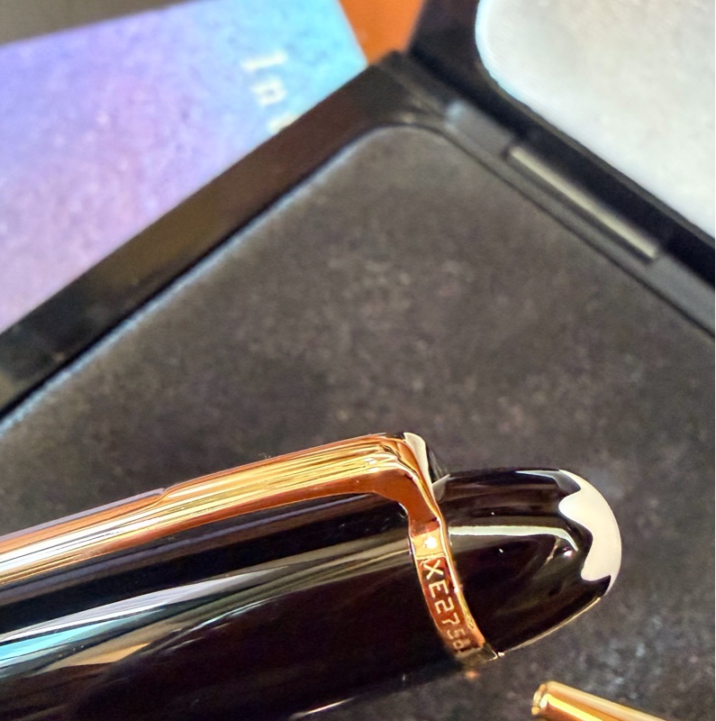 真品MONTBLANC 萬寶龍 Meisterstück 大師傑作（大班）鍍黃金經典原子筆 附盒單齊-20