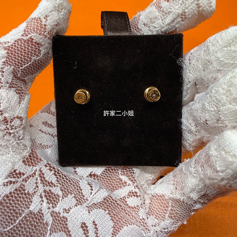 Hermes 98新 奶茶（栗子）金色 POP H耳環-1
