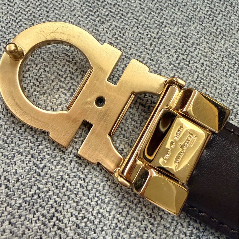 出清特價｜真品 Salvatore Ferragamo 薩爾瓦托・菲拉格慕 Gancini 皮帶 低調奢華品味-8