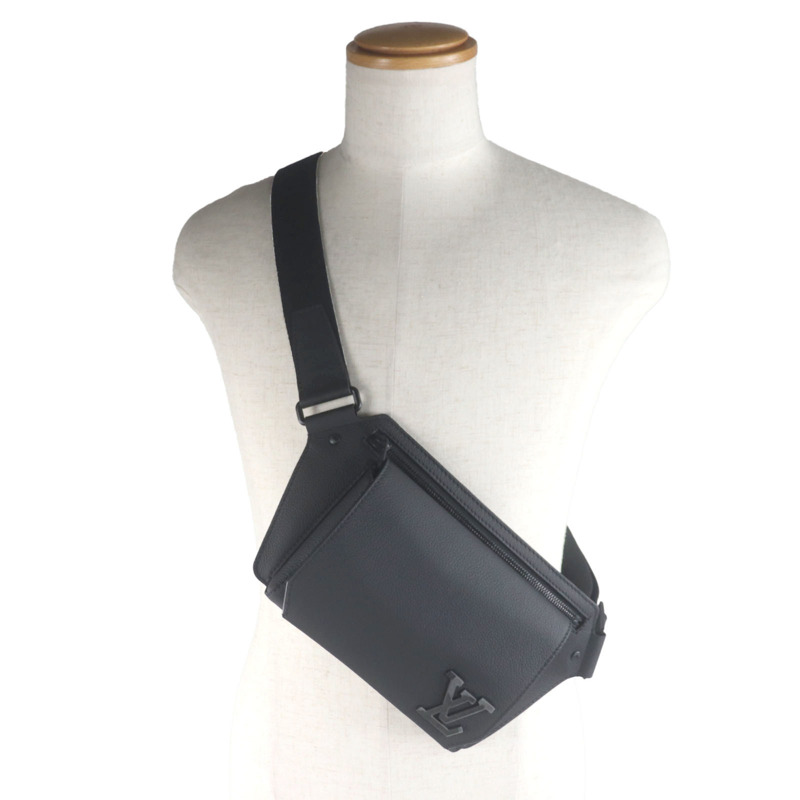 路易威登 M57081 LV Aerogramme Take-Off 斜背包,粒面皮革,黑色,含包裝盒和防塵袋,法國製造,男士款-2