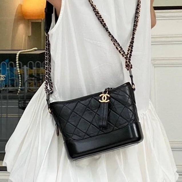 全網最低價😍Chanel香奈兒黑金小號流浪包單肩斜挎包-0