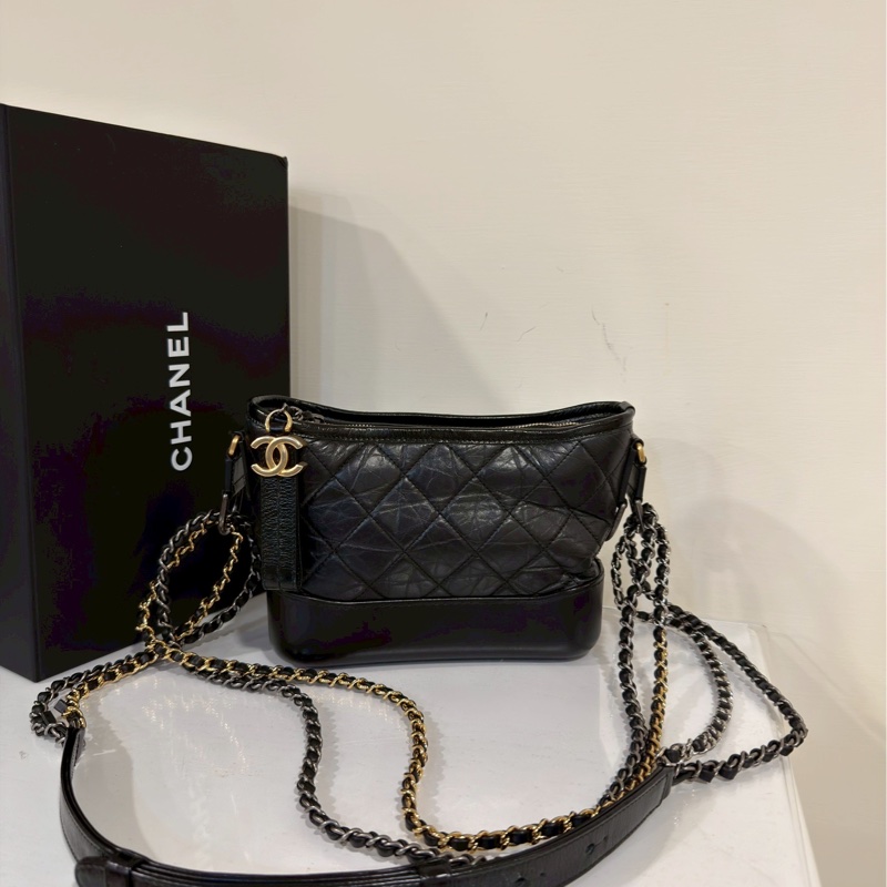 全網最低價😍Chanel香奈兒黑金小號流浪包單肩斜挎包-8