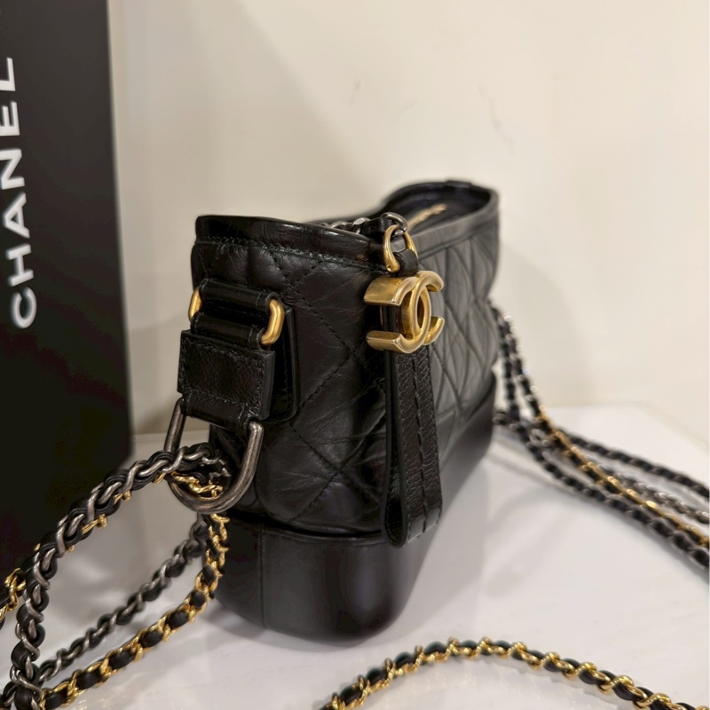 全網最低價😍Chanel香奈兒黑金小號流浪包單肩斜挎包-10