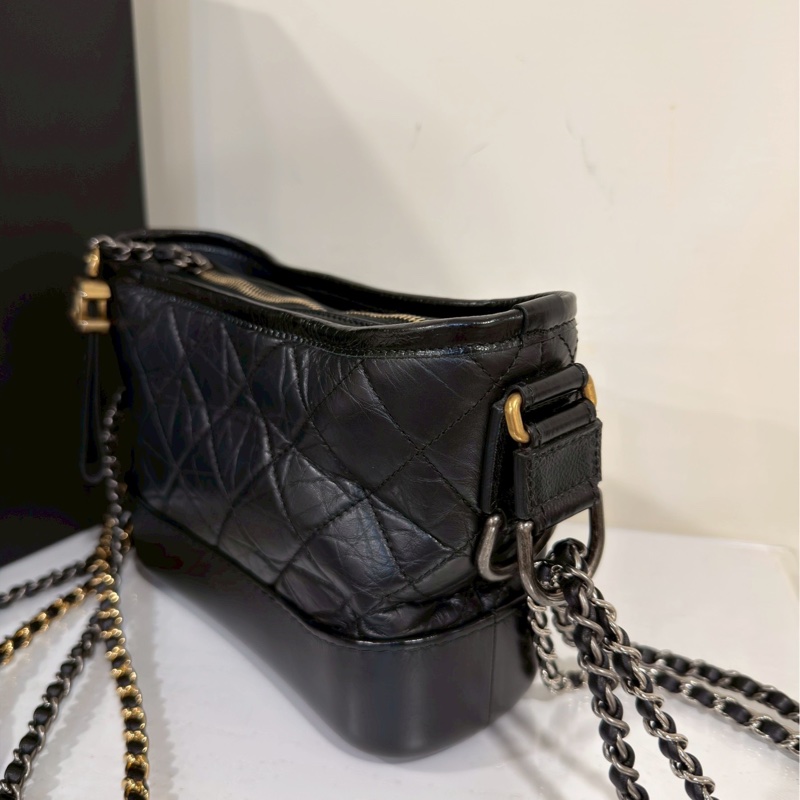 全網最低價😍Chanel香奈兒黑金小號流浪包單肩斜挎包-11