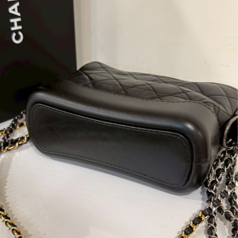 全網最低價😍Chanel香奈兒黑金小號流浪包單肩斜挎包-15