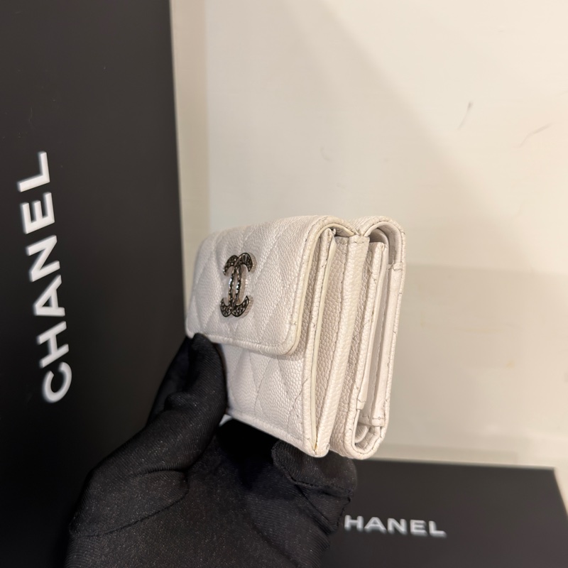 #荔枝皮 #白雪公主 香奈兒白銀三折短夾 小巧超好用🔥-1