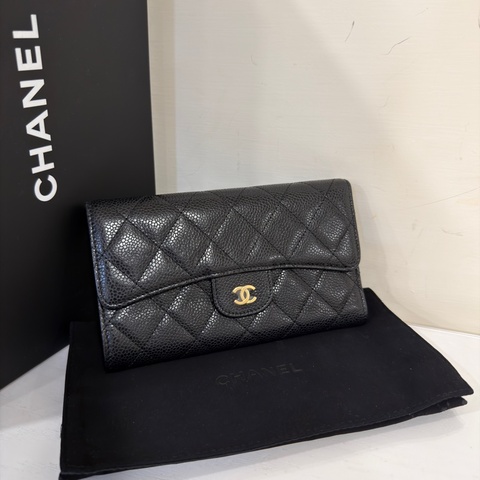 🈶購證 #全網最低💰 #閒置帶膜 #荔枝皮 香奈兒黑金Cf信封長夾