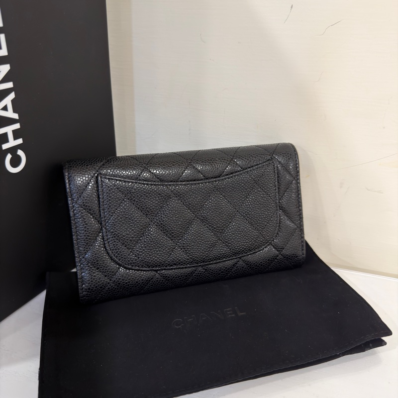 🈶購證 #全網最低💰 #閒置帶膜 #荔枝皮 香奈兒黑金Cf信封長夾-1