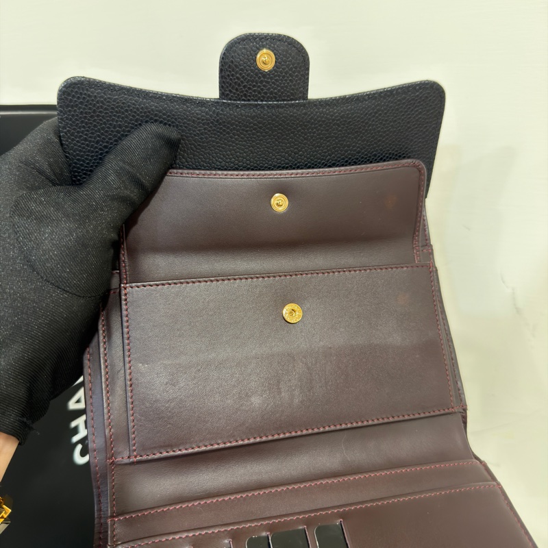 🈶購證 #全網最低💰 #閒置帶膜 #荔枝皮 香奈兒黑金Cf信封長夾-6