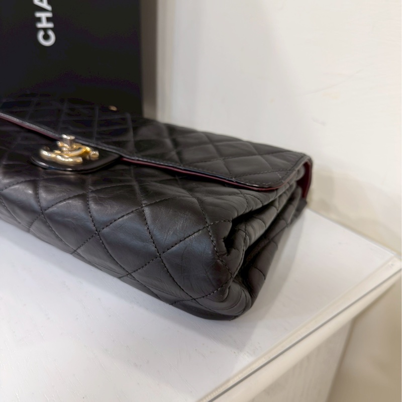 限時優惠價😍Chanel香奈兒黑金菱格紋cf單肩手提鏈條包-6