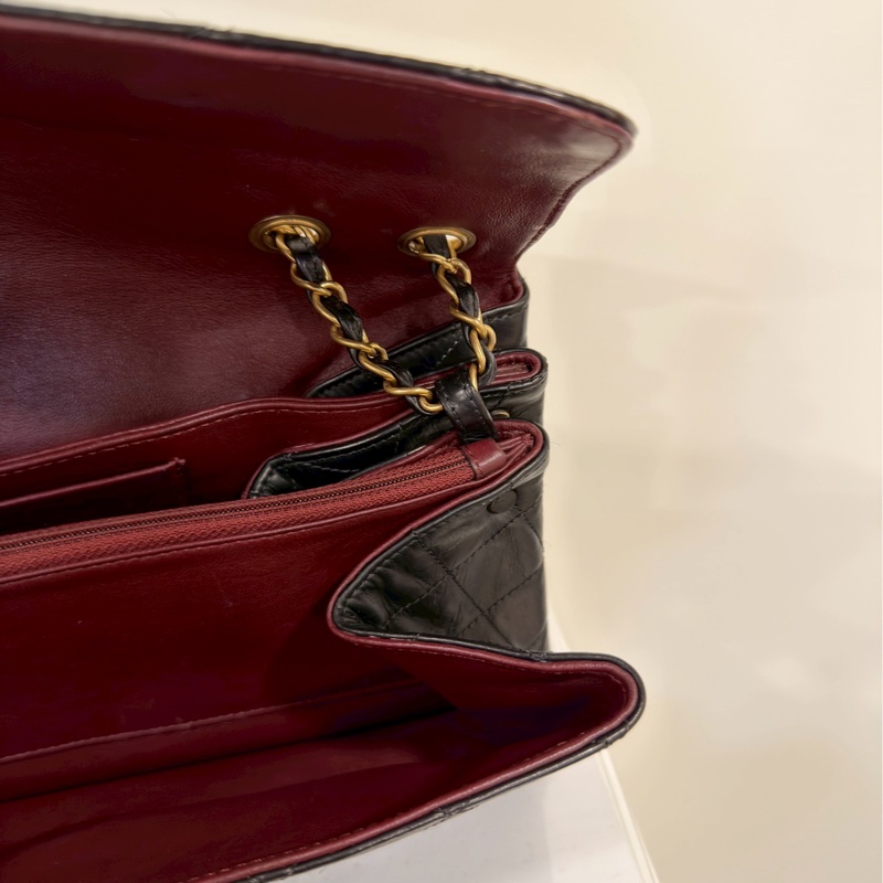 限時優惠價😍Chanel香奈兒黑金菱格紋cf單肩手提鏈條包-8