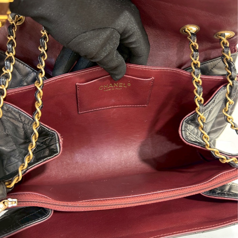 限時優惠價😍Chanel香奈兒黑金菱格紋cf單肩手提鏈條包-9