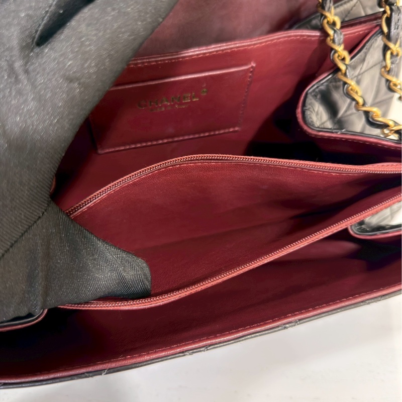 限時優惠價😍Chanel香奈兒黑金菱格紋cf單肩手提鏈條包-11