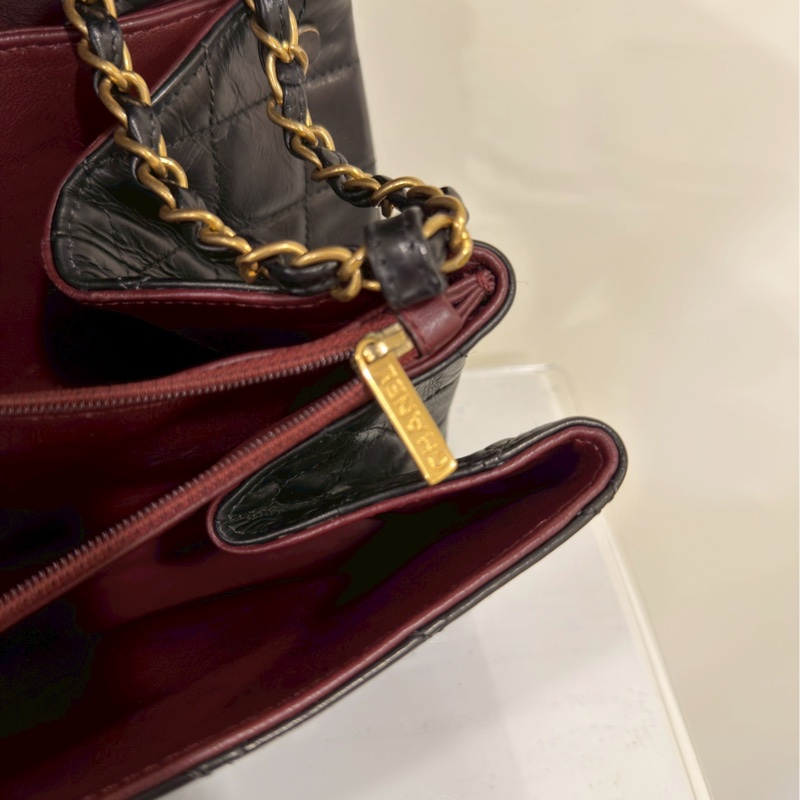 限時優惠價😍Chanel香奈兒黑金菱格紋cf單肩手提鏈條包-12