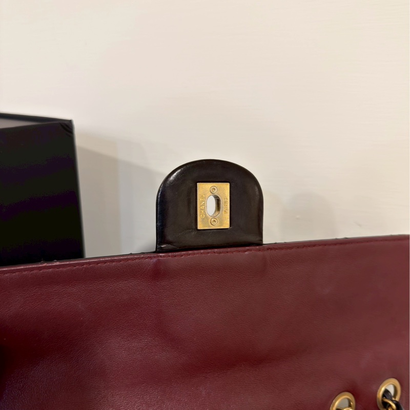 限時優惠價😍Chanel香奈兒黑金菱格紋cf單肩手提鏈條包-13