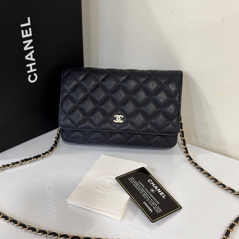 #近新帶膜 #全配🉑送禮 #荔枝皮 #僅一顆超甜 香奈兒發財WOC深藍進黑-1