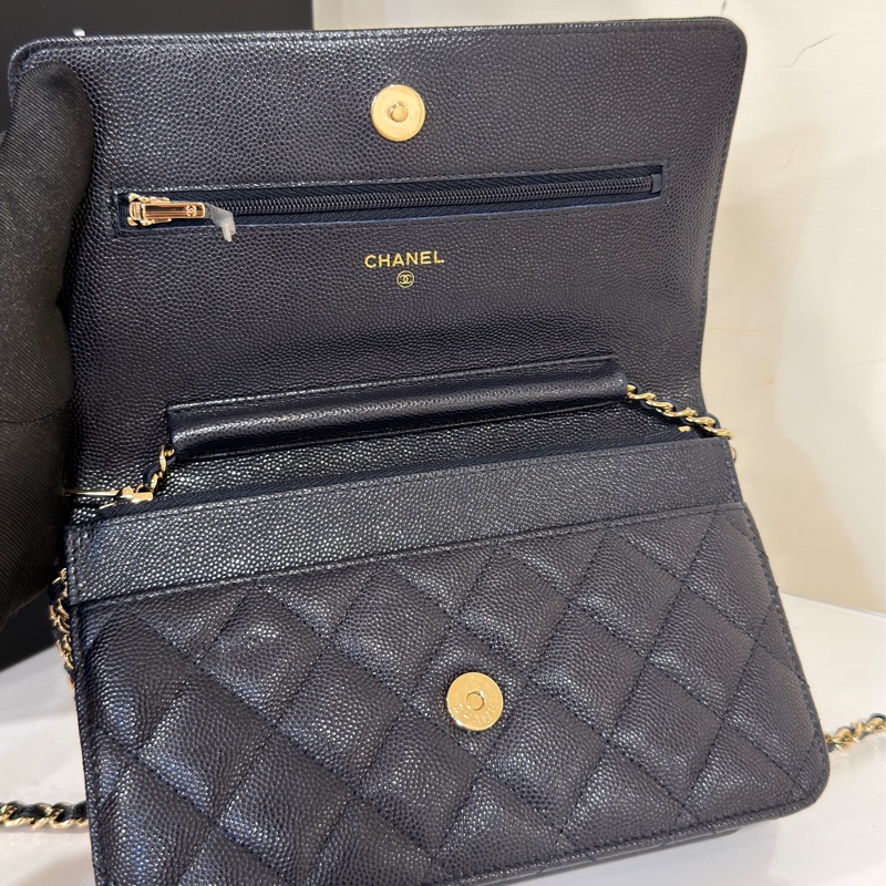 #近新帶膜 #全配🉑送禮 #荔枝皮 #僅一顆超甜 香奈兒發財WOC深藍進黑-3