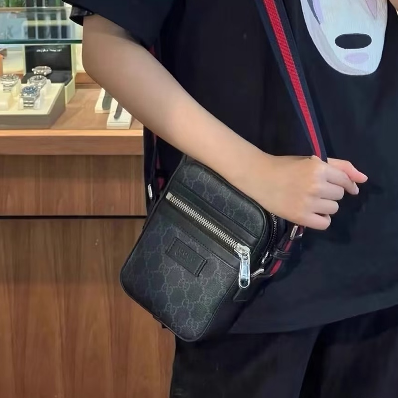 殺瘋超低價😎帥度💯Gucci古馳黑色老花相機包手機包單肩斜挎包📷-2