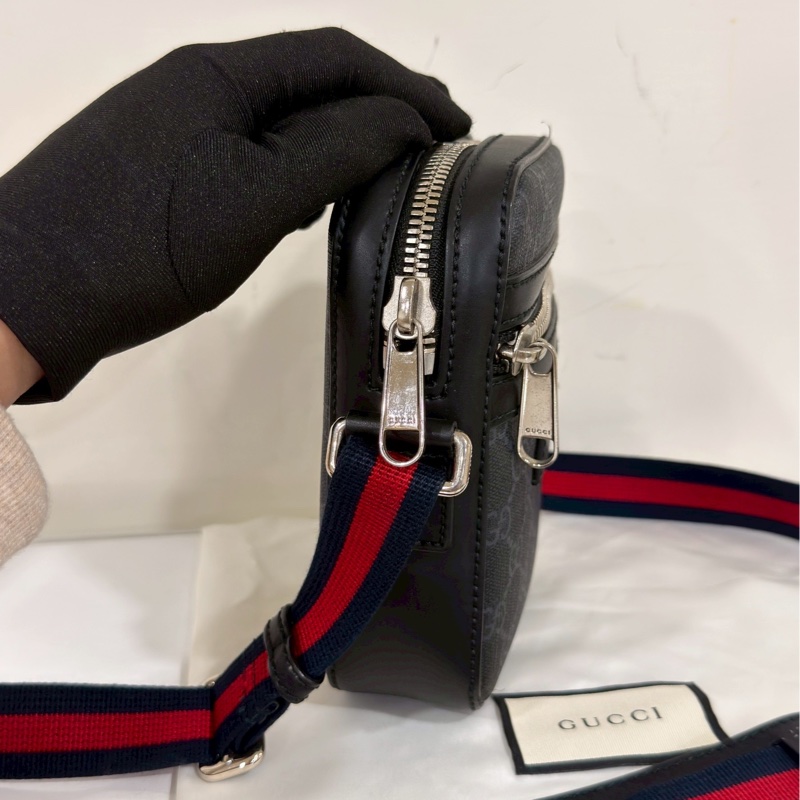 殺瘋超低價😎帥度💯Gucci古馳黑色老花相機包手機包單肩斜挎包📷-5