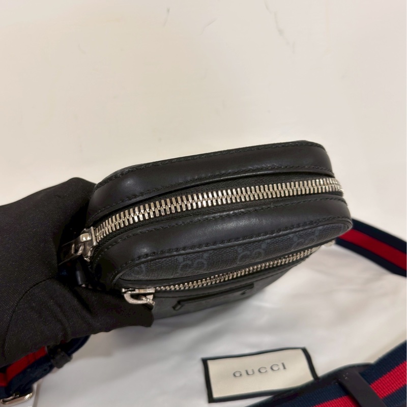 殺瘋超低價😎帥度💯Gucci古馳黑色老花相機包手機包單肩斜挎包📷-6