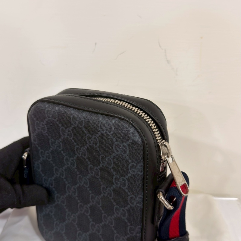 殺瘋超低價😎帥度💯Gucci古馳黑色老花相機包手機包單肩斜挎包📷-11