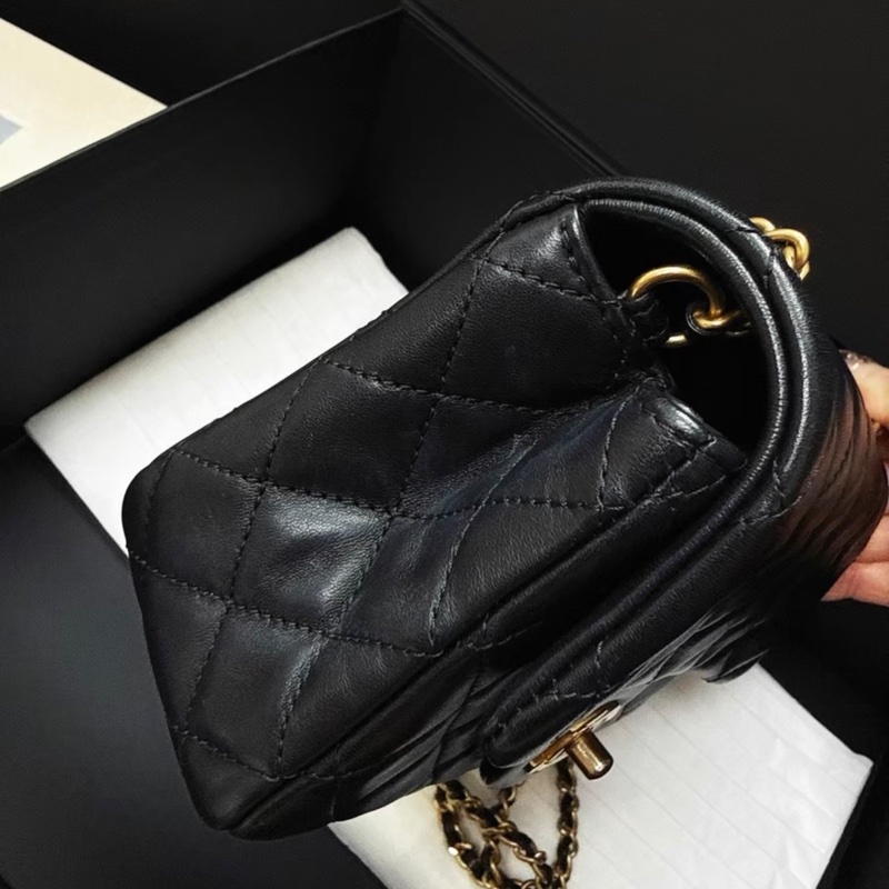 【99.9新 ✨ 全網最低價!】Chanel方胖子黑金 黑色 金球 羊皮 鏈條包斜挎包(下單前先詢問庫存❗️)-3