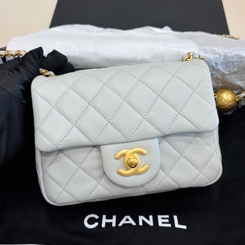 【98新 ✨ 全網最低價!】Chanel香奈兒 灰色 金球 羊皮 斜挎包 鏈條包 現貨好價(下單前先詢問庫存❗️)