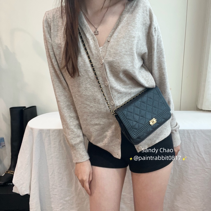 ෆ Chanel boy woc 黑金荔枝牛🈶購證-0
