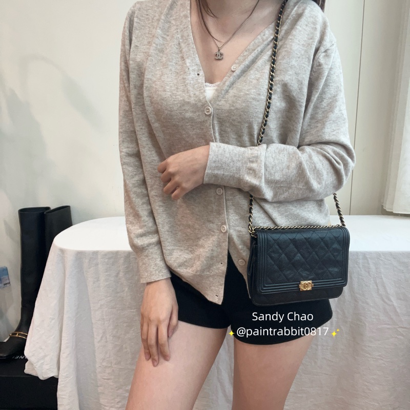ෆ Chanel boy woc 黑金荔枝牛🈶購證-1
