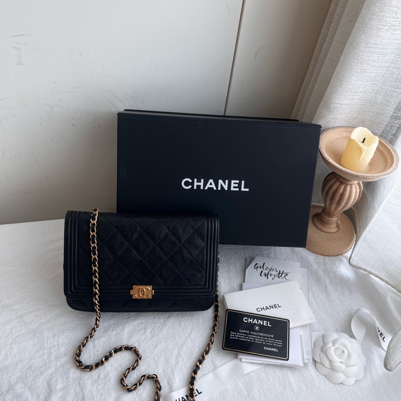 ෆ Chanel boy woc 黑金荔枝牛🈶購證-4
