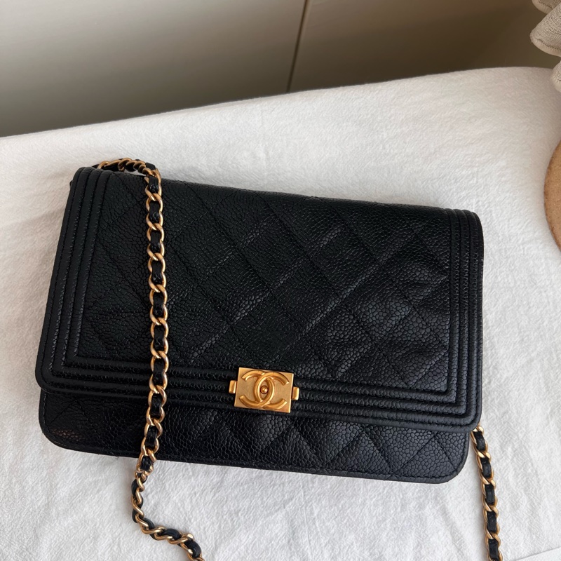 ෆ Chanel boy woc 黑金荔枝牛🈶購證-5