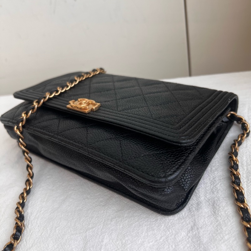 ෆ Chanel boy woc 黑金荔枝牛🈶購證-7