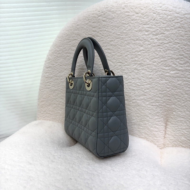 Dior Lady Dior小款石灰色My ABCDior Cannage 藤格紋羊皮黛妃包M0538大全配-5