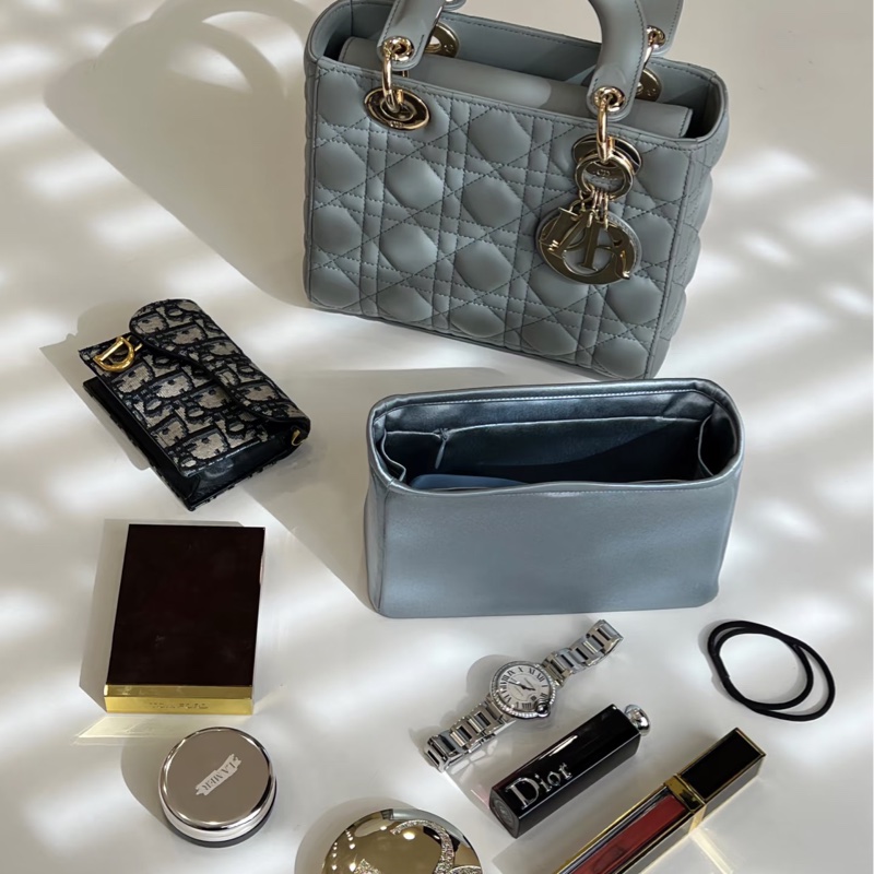 Dior Lady Dior小款石灰色My ABCDior Cannage 藤格紋羊皮黛妃包M0538大全配-10