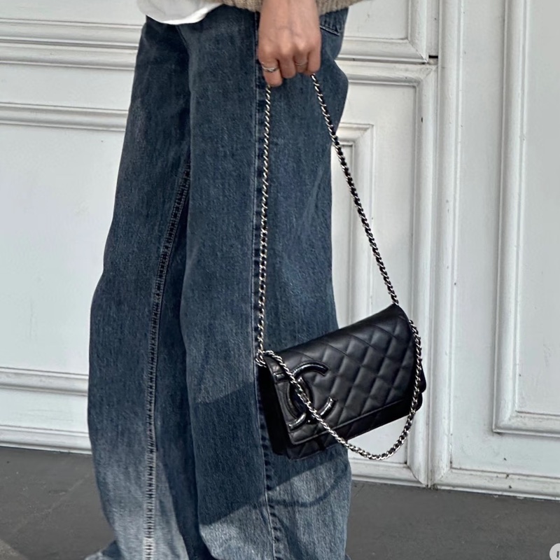 Chanel 香奈兒 康朋大C Cambon WOC 黑銀小牛皮鏈包 A46645-1
