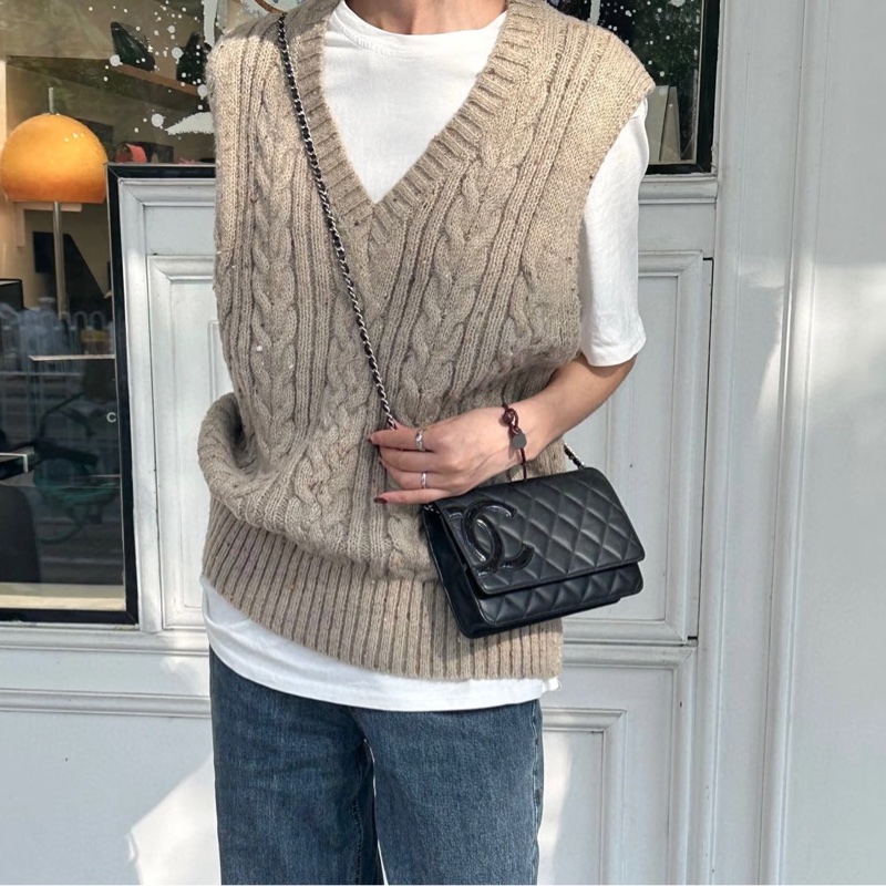 Chanel 香奈兒 康朋大C Cambon WOC 黑銀小牛皮鏈包 A46645-2