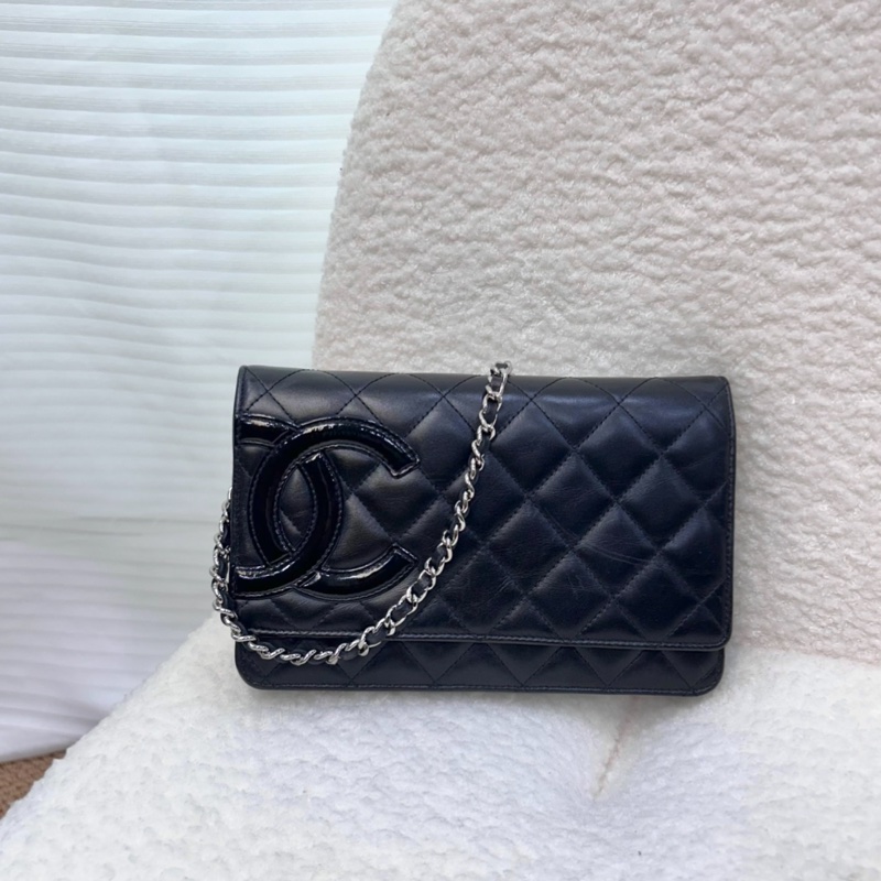Chanel 香奈兒 康朋大C Cambon WOC 黑銀小牛皮鏈包 A46645-9