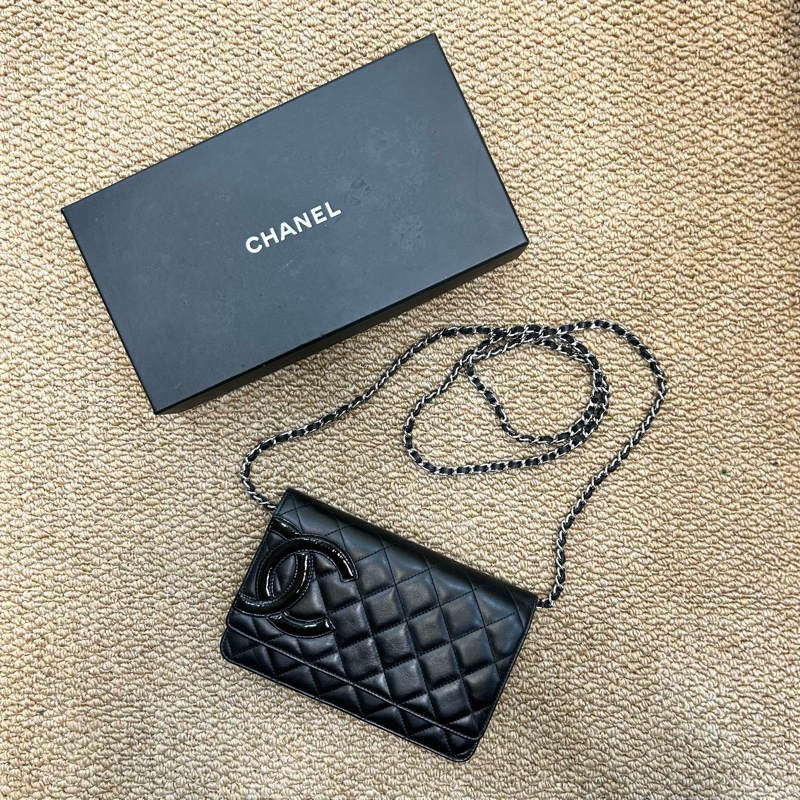 Chanel 香奈兒 康朋大C Cambon WOC 黑銀小牛皮鏈包 A46645-10