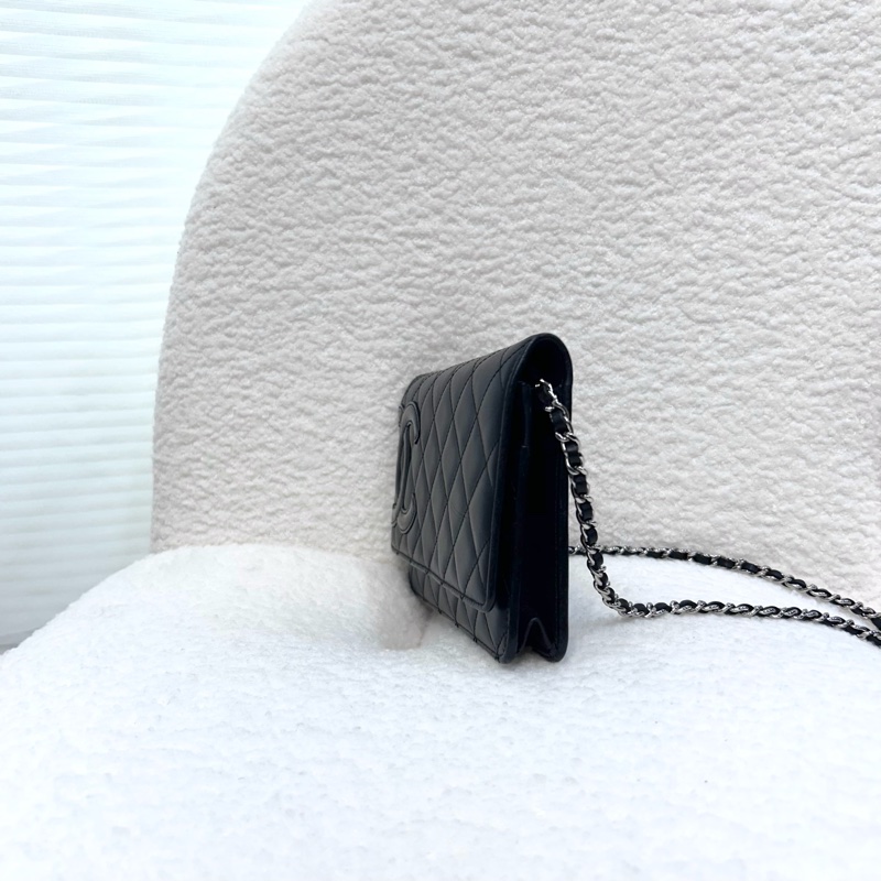 Chanel 香奈兒 康朋大C Cambon WOC 黑銀小牛皮鏈包 A46645-11